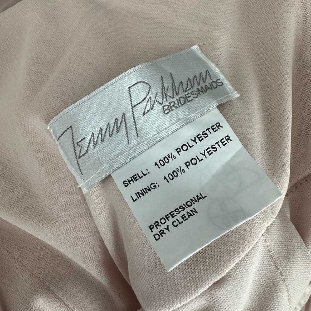 New! JENNY PACKHAM Ruffled Chiffon High-Low Gown size 2 Cameo/Pink - Picture 5 of 7